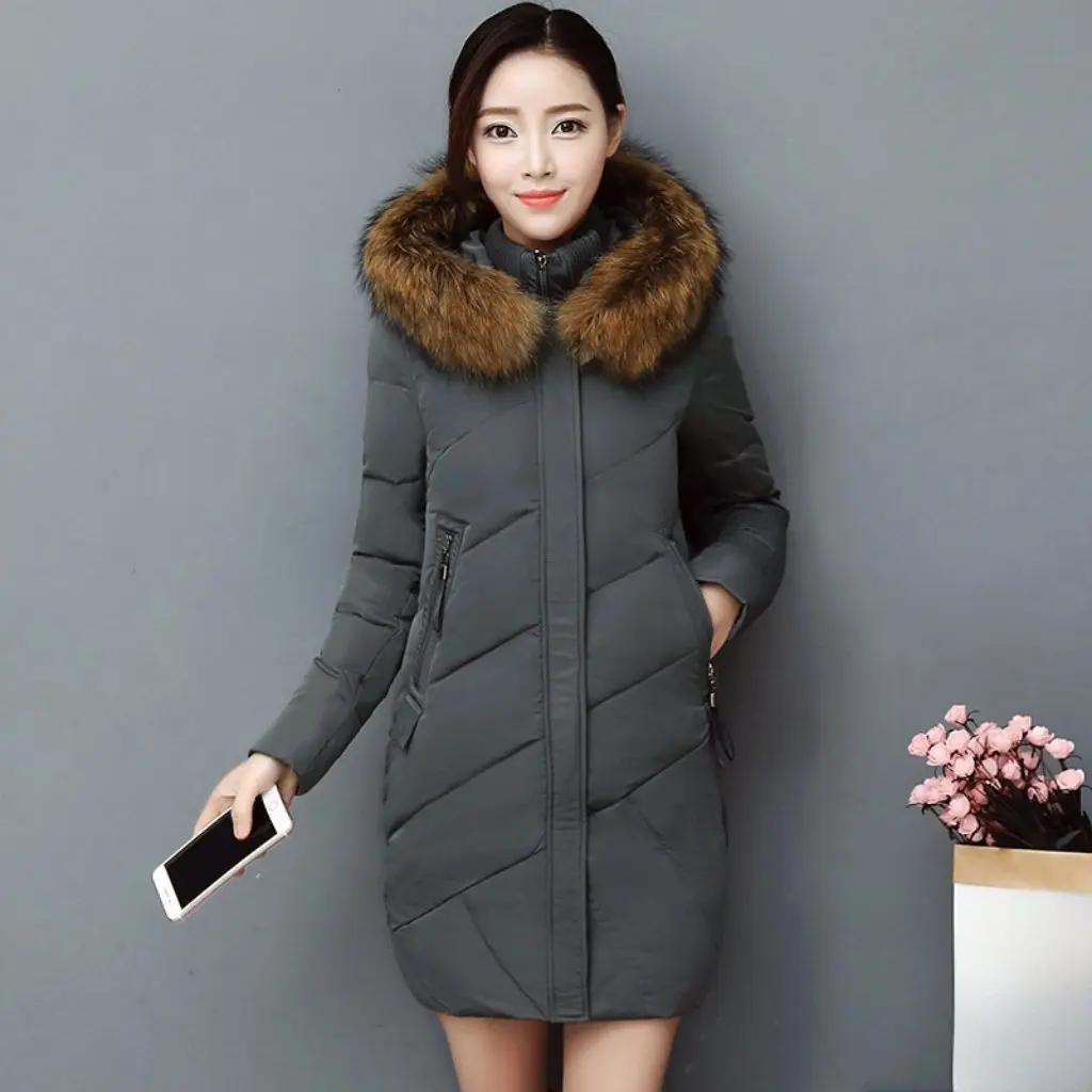 

Women's Cotton-Padded Jacket Slim Fit Korean Fashion Long Padded down Coat Autumn Winter New