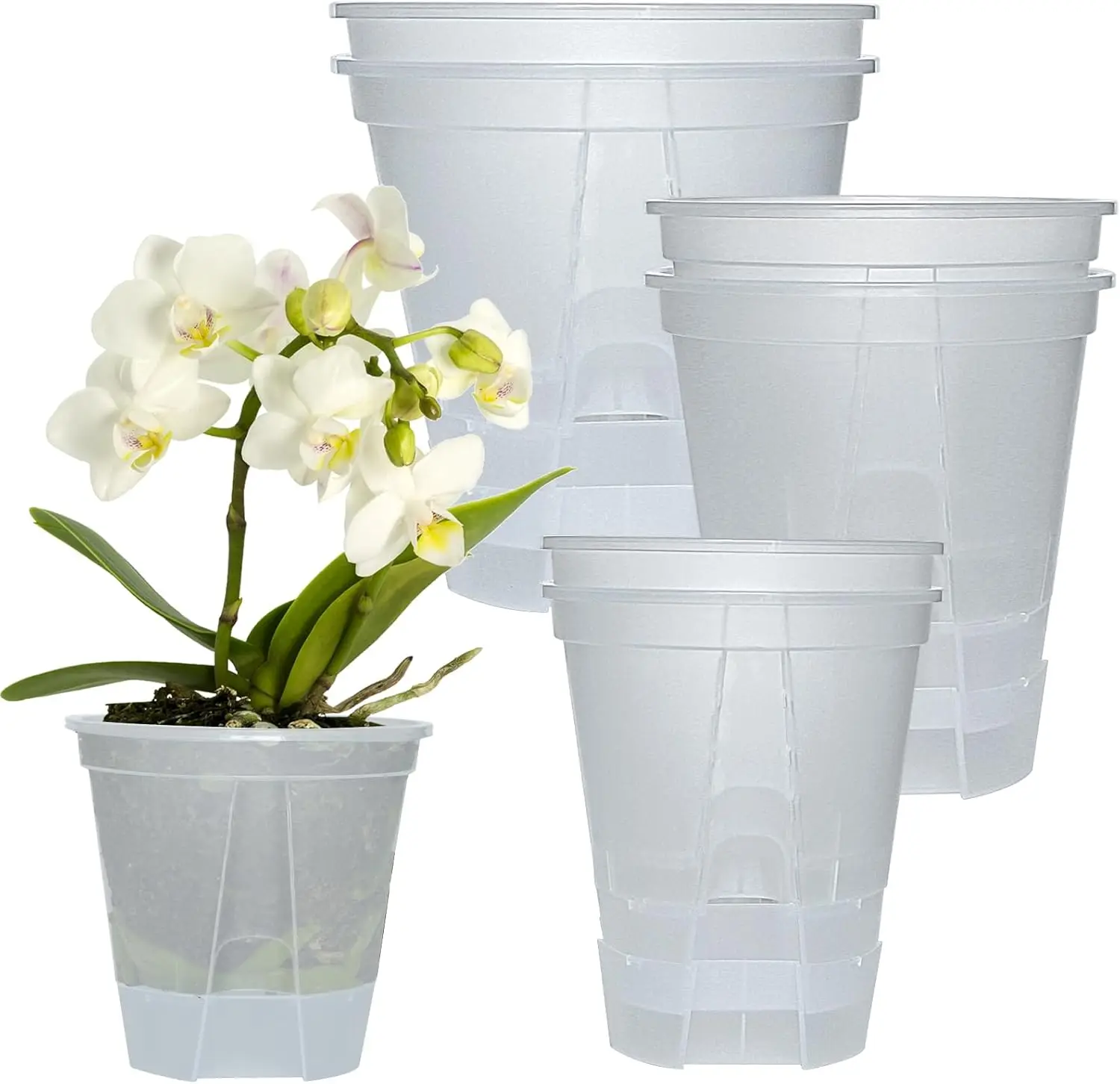 

6-Pack Bare Root Planter Self Watering Pots Set with Holes for Indoor/Outdoor Plants, 2 Each of 5, 6 and 7 Inch Planter