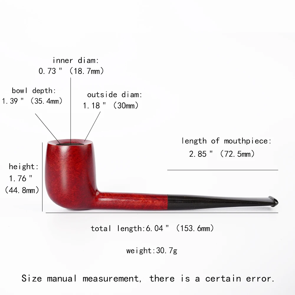 handmade briar tobacco pipe straight-handled billiard pipe vulcanized rubber pipe mouthpiece 3mm pipe channel Father's Day gifts