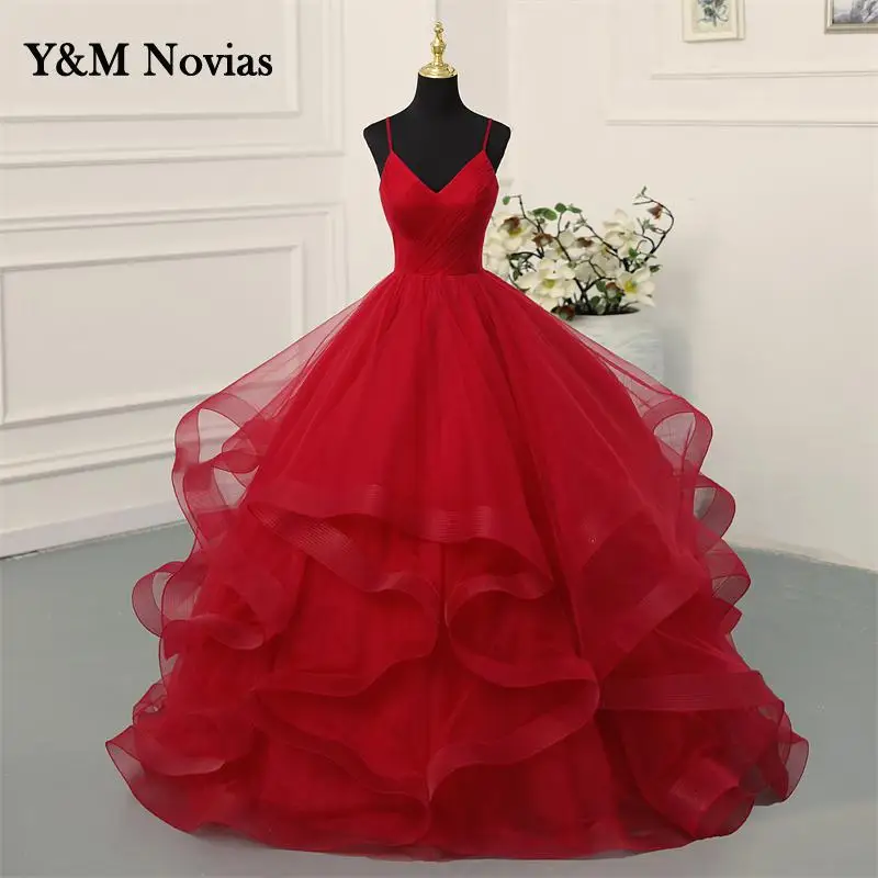 Customized Wine Red Quinceanera Dress Ruffles Sweetheart Spaghetti Straps Sweet 15 Girls Princess Gown Vestidos De Quinseanera