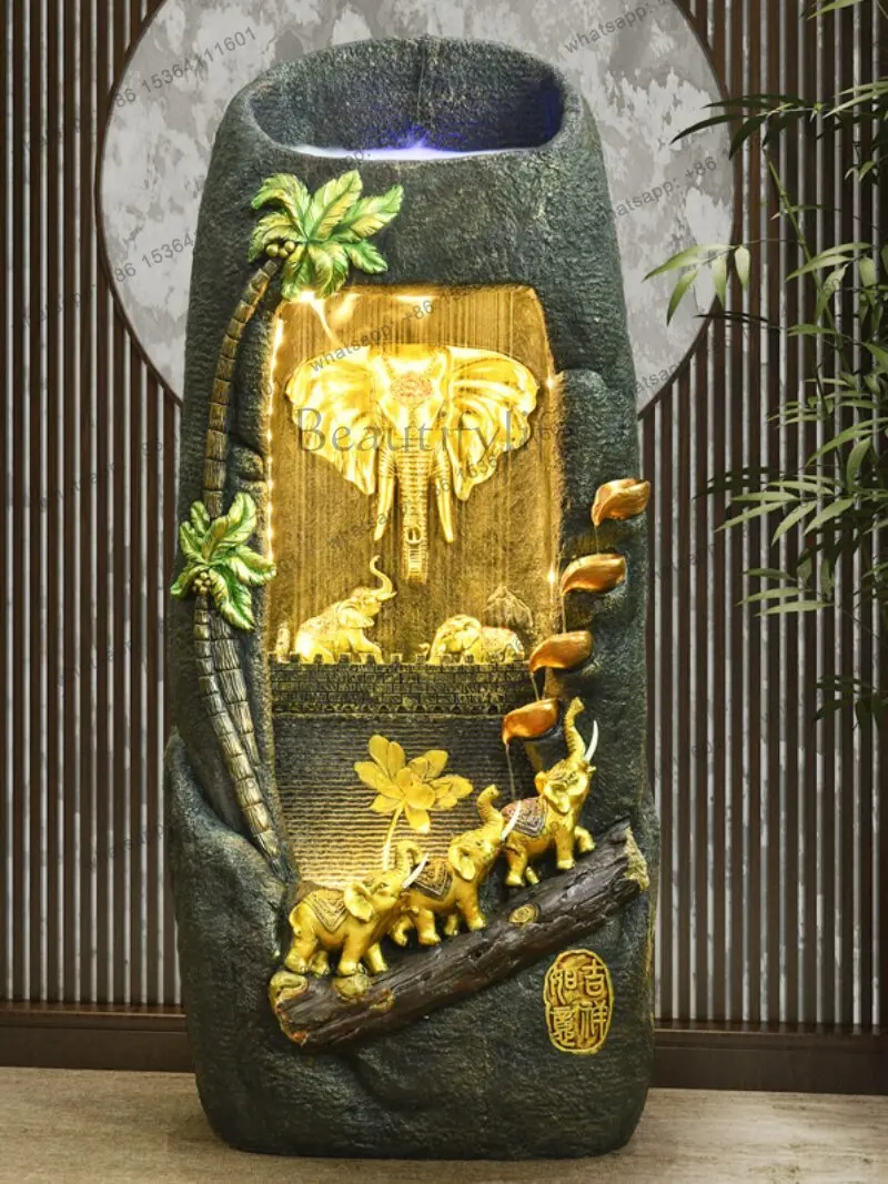 Elephant new Chinese ornament water curtain office lucky landing living room entrance decoration water housewarming opening gift