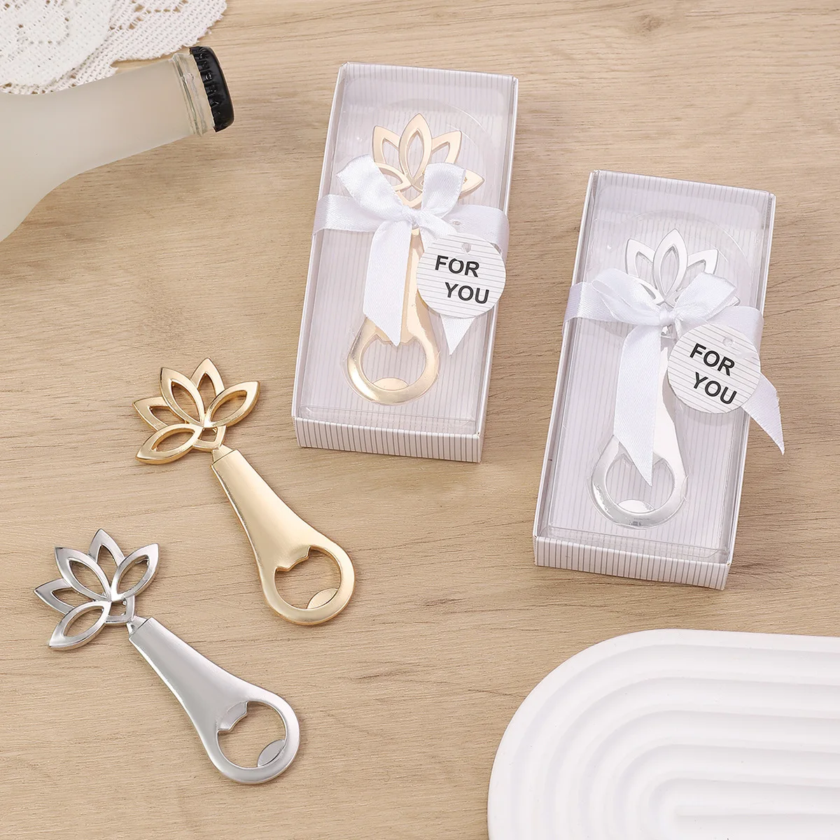 (25 Pieces) Flower Wedding souvenirs of LOVE Flower Bottle Opener Wedding Favors For Silver Bridal shower Party favors