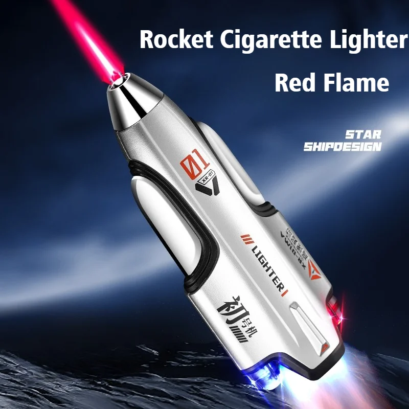 

Rocket Cigar Igniter with Colors Light Red Fire Inflatable Lighter Windproof Open Flame Cigarette Lighters & Smoking Accessories