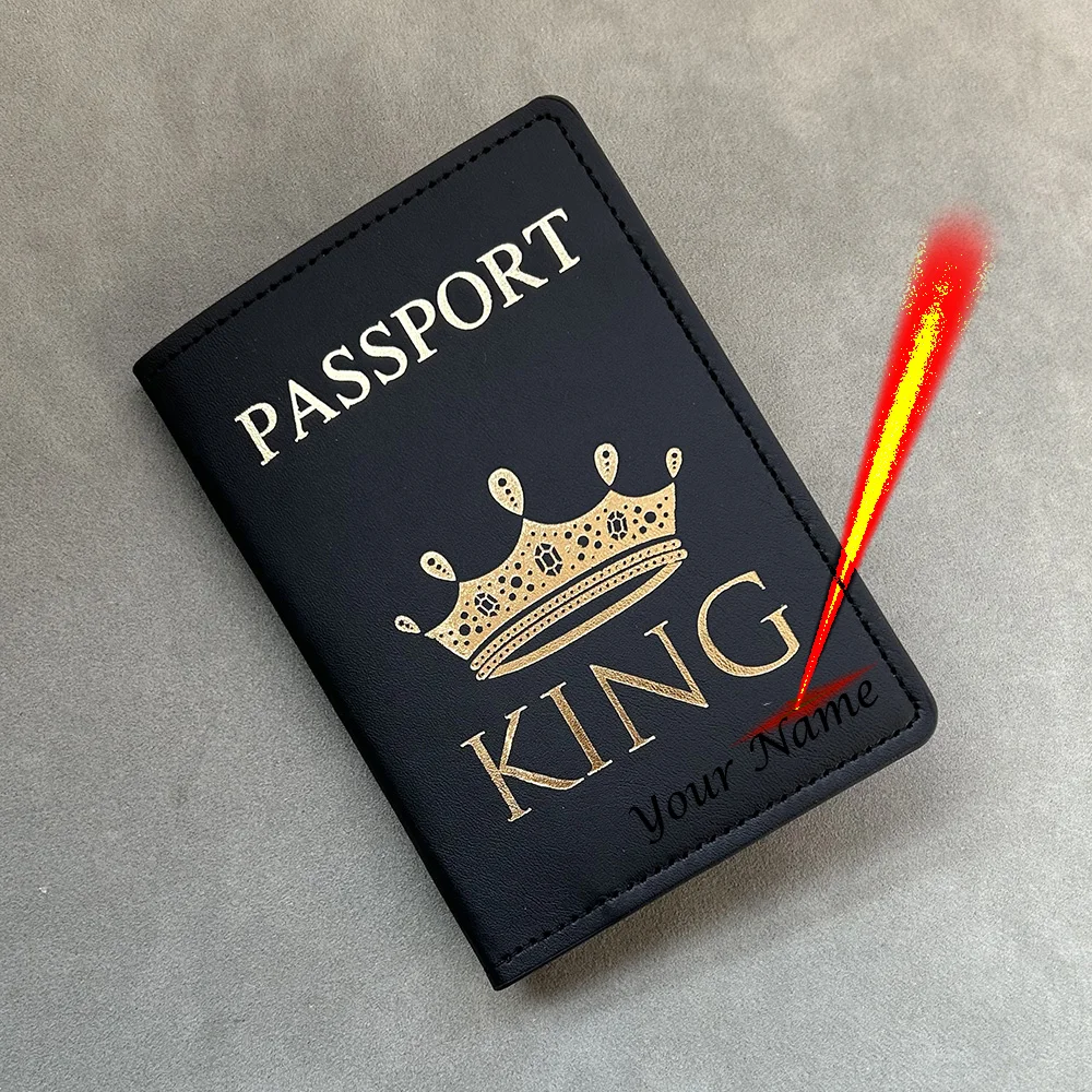 King and Queen Personalised Passport Cover with name for Couple personalized Passport Book Holder with Names Customized Gifts