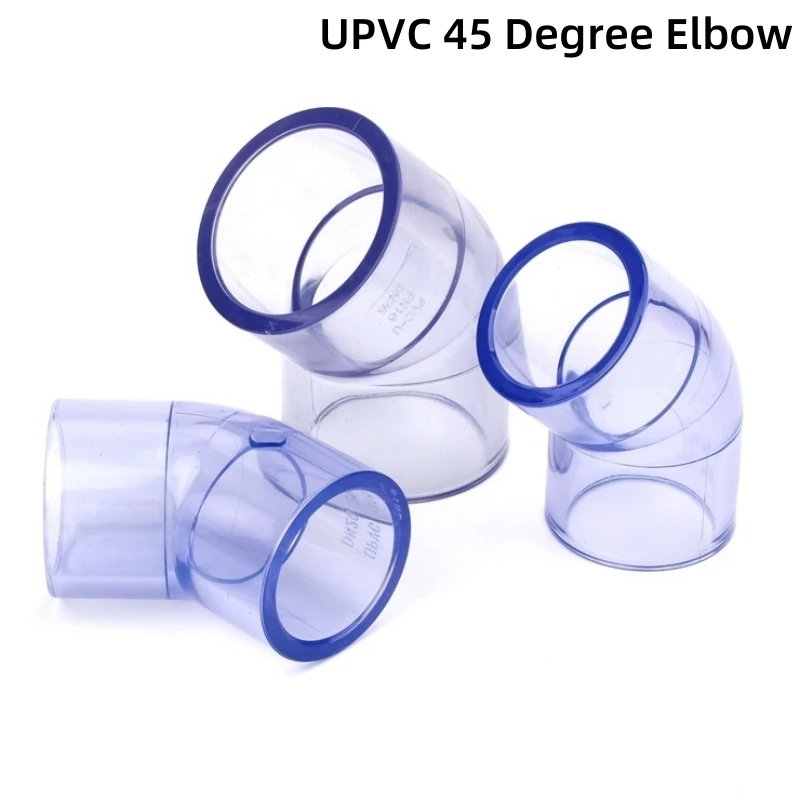 

1~5PCS 20~110mm Transparent UPVC 45 Degrees Elbow Connector PVC Pipe Joint Aquarium Fish Tank Garden Irrigation Water Pipe Joint