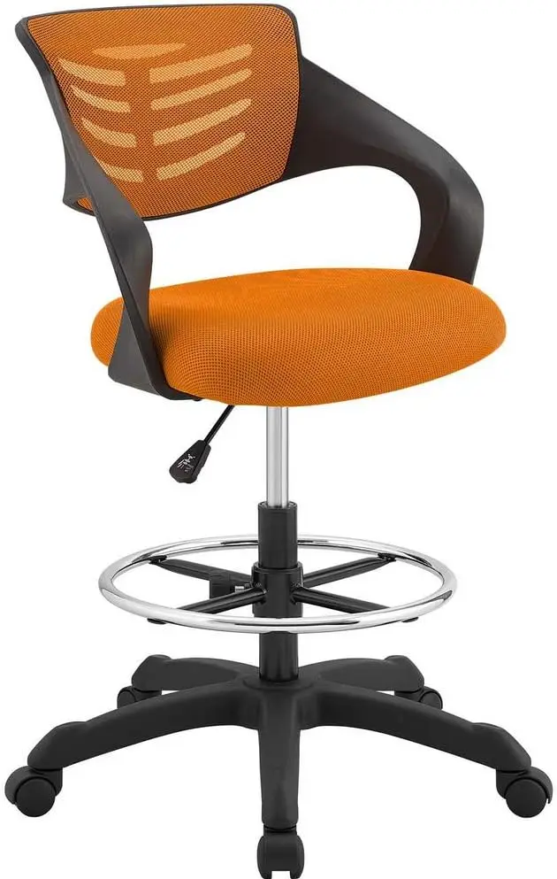 

Modway Thrive Drafting Chair - Tall Office Chair for Adjustable Standing Desks in Orange