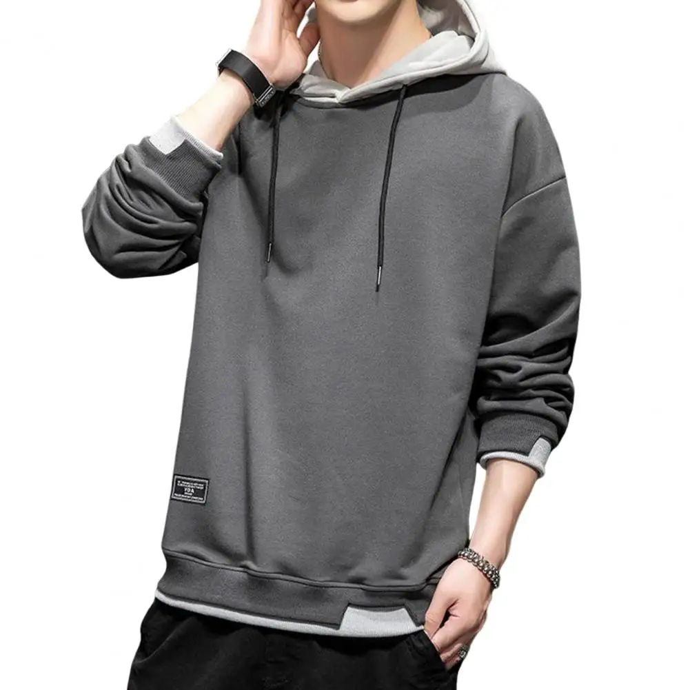 Stylish Korean Style Pullover Spring Hoodie Sweatshirt Spring Hoodie Mid Length Thick Men Hoodie Male Clothes