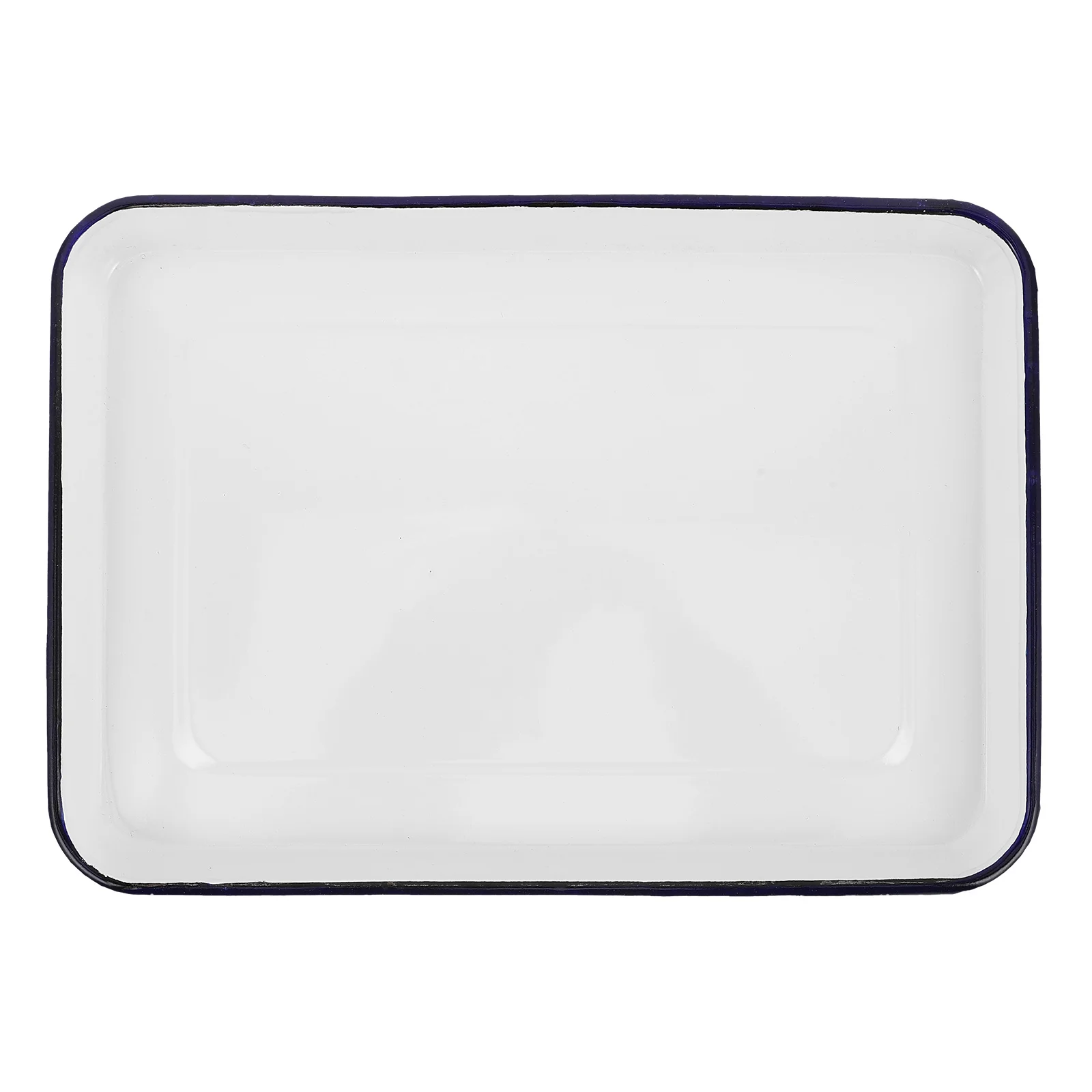 

Retro Enamel Baking Pan Rectangular Vintage Tray Heat Resistant Large Capacity Kitchen Loaf Roast Cookie Camping Fruit Storage
