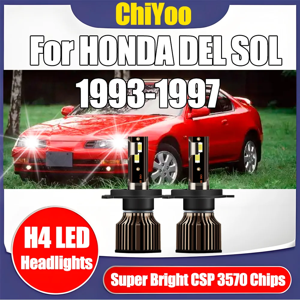 

2PCS 20000LM 6500K White H4 LED Headlights Headlamps Plug and Play Car Headlamps 3570 csp chips For HONDA DEL SOL 1993-1997 1994