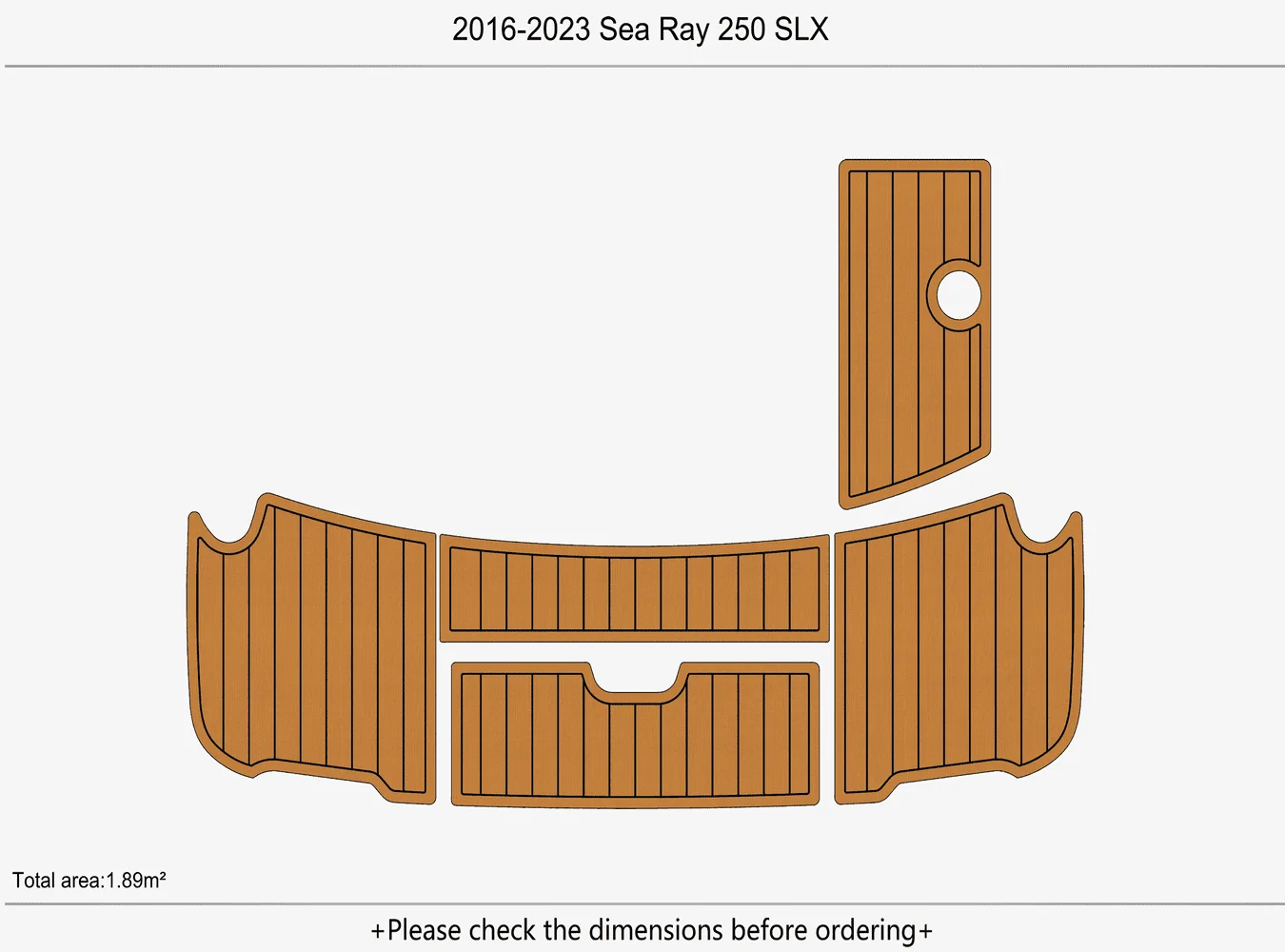 Anti-Skid EVA Faux Teak Self-Adhesive 6mm Boat Decking Pad for 2016-2023 Sea Ray 250 slx Yacht Cockpit Durable Marine Flooring