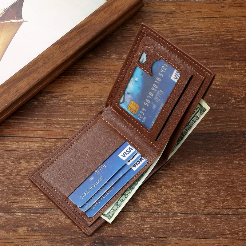 Slim Wallets for Men Rfid Blocking Money Clip Men\'s Youth Luxury Short Leather Card Holder Thin Minimalist Bifold Man Wallet