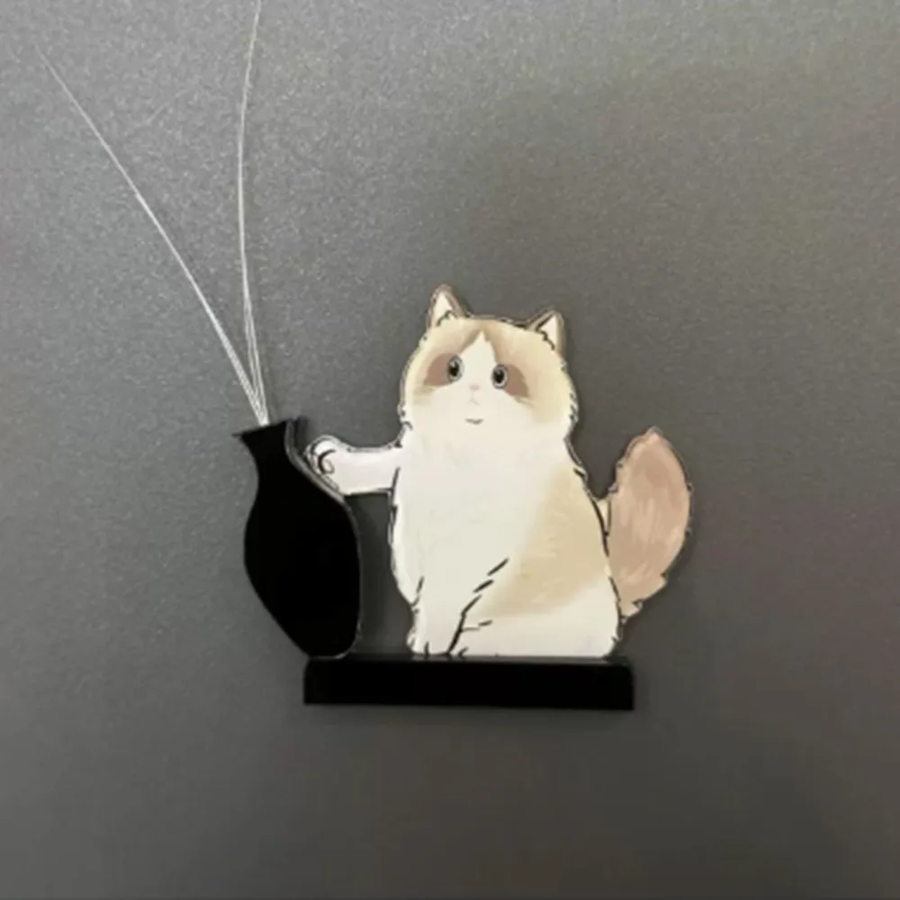Acrylic Cat Whiskers Collection Ornaments Magnetic Cartoon Cat Refrigerator Sticker Cat Hair Storage Memorial Box
