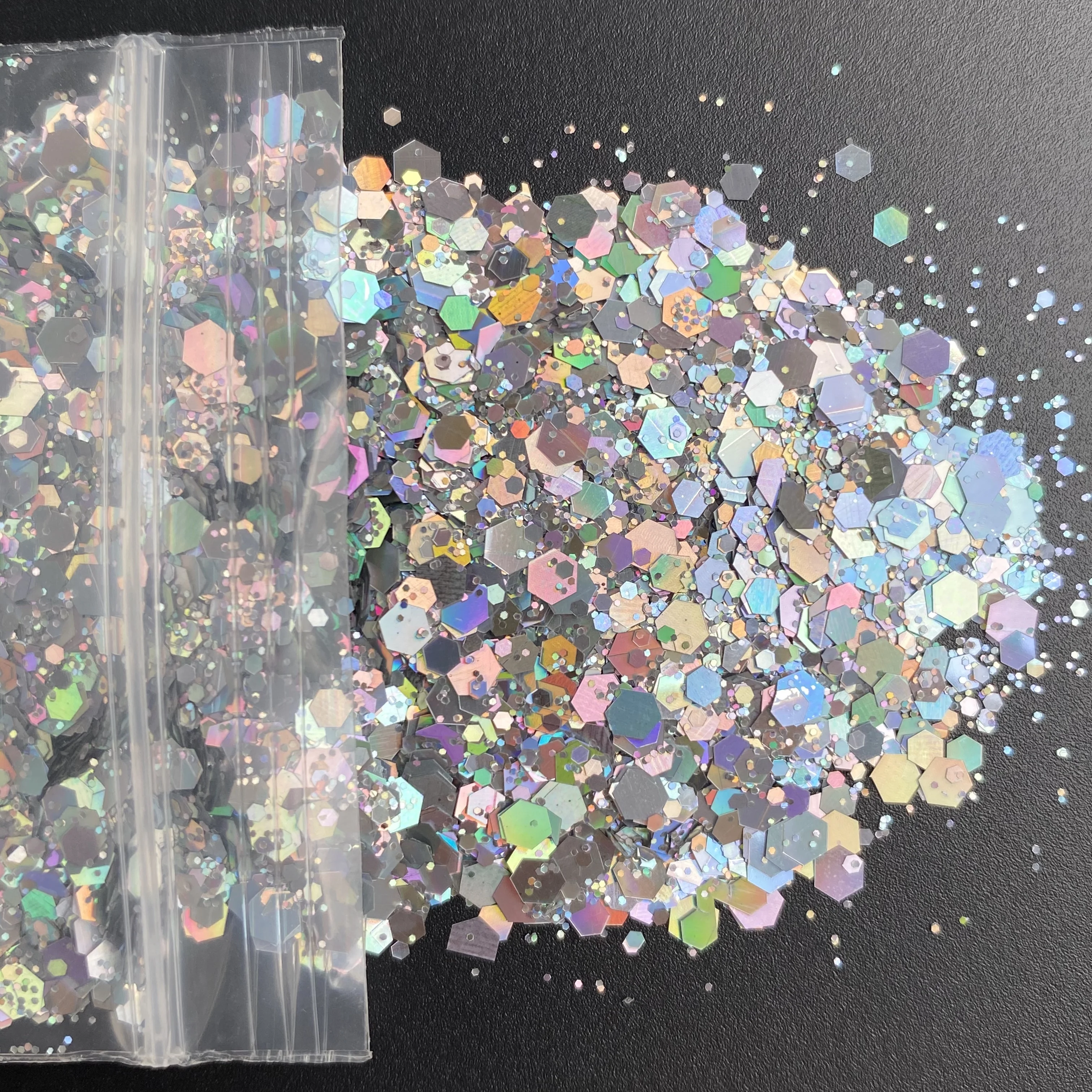 20 G/zak Losse Holografische Glitter Bulk Zilveren Dikke Nagel Glitter Pailletten Voor Epoxyhars Diy Nagels Decor