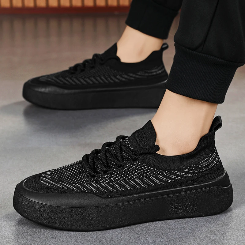 Summer Men's Casual Shoes Low-top Fly Woven Breathable and Wear-resistant Flat Shoe Outdoor Sports Non-slip Popular Men's Shoe