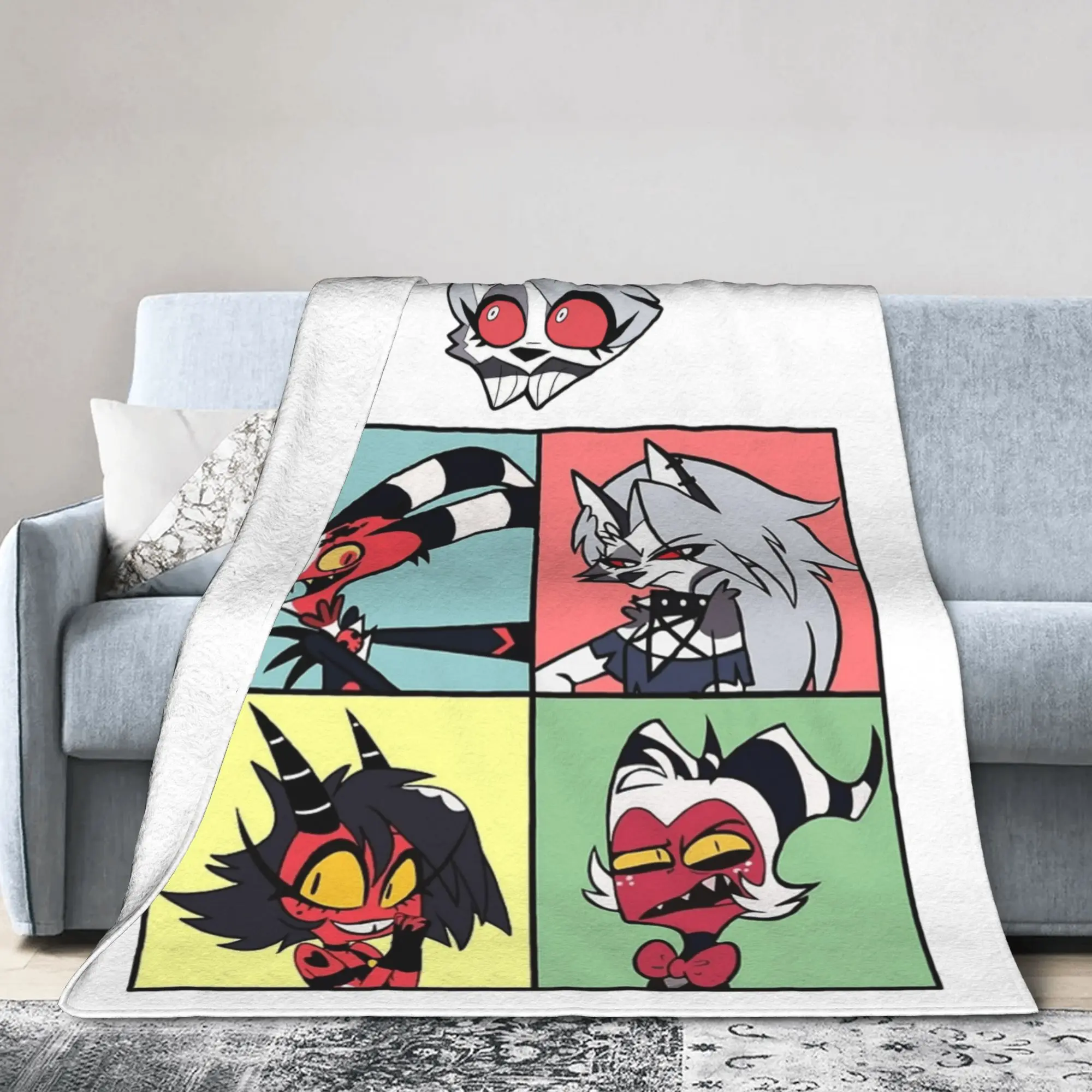 Cartoon Helluva-Boss Blankets Fleece Printed  Portable Soft Throw Blanket for Sofa Travel Plush Thin Quilt