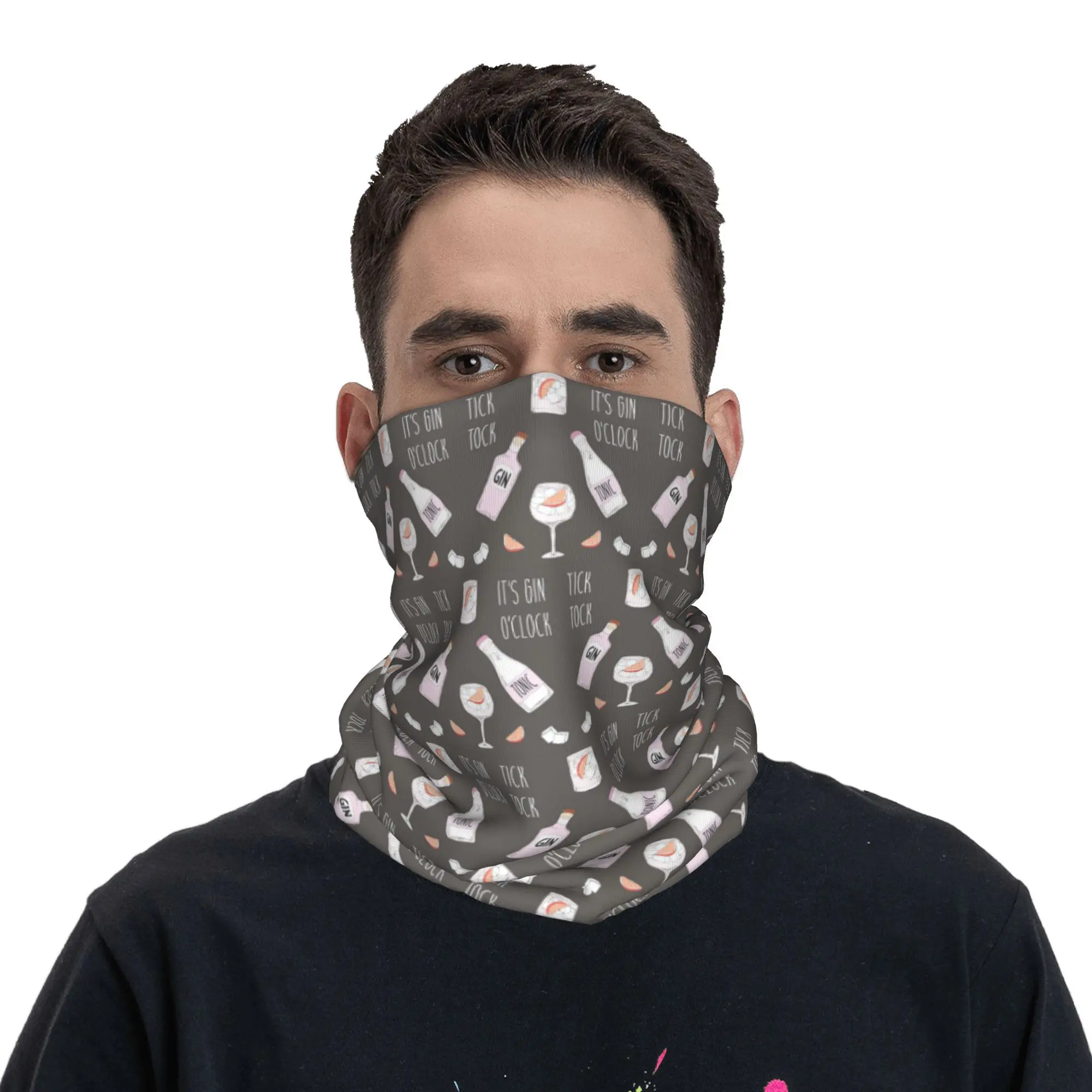 

Gin o'clock gin lover gi Bandana Neck Gaiter Printed Wrap Mask Scarf Multi-use Cycling Scarf Running For Men Women Adult Winter