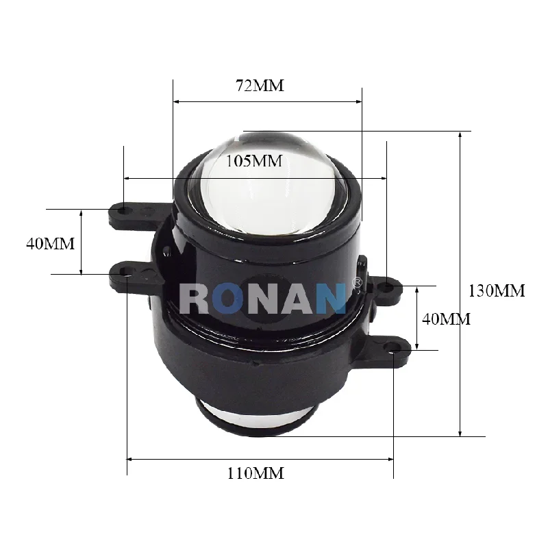 RONAN Car styling Fog Light Projector Lens for H8 H9 H11 DIY Full Metal holder Waterproof Front fog Lamp Driving safty
