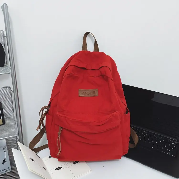 Red Big Capacity Women Men's Nylon Laptop Backpacks High Middle School Boys University Bags For Computer Travel Out Door 2023