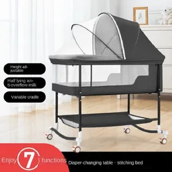 LazyChild European-Style Folding Crib Mobile Portable Newborn Baby Cradle Bed Multi-Functional Children's Sleeping Basket Crib