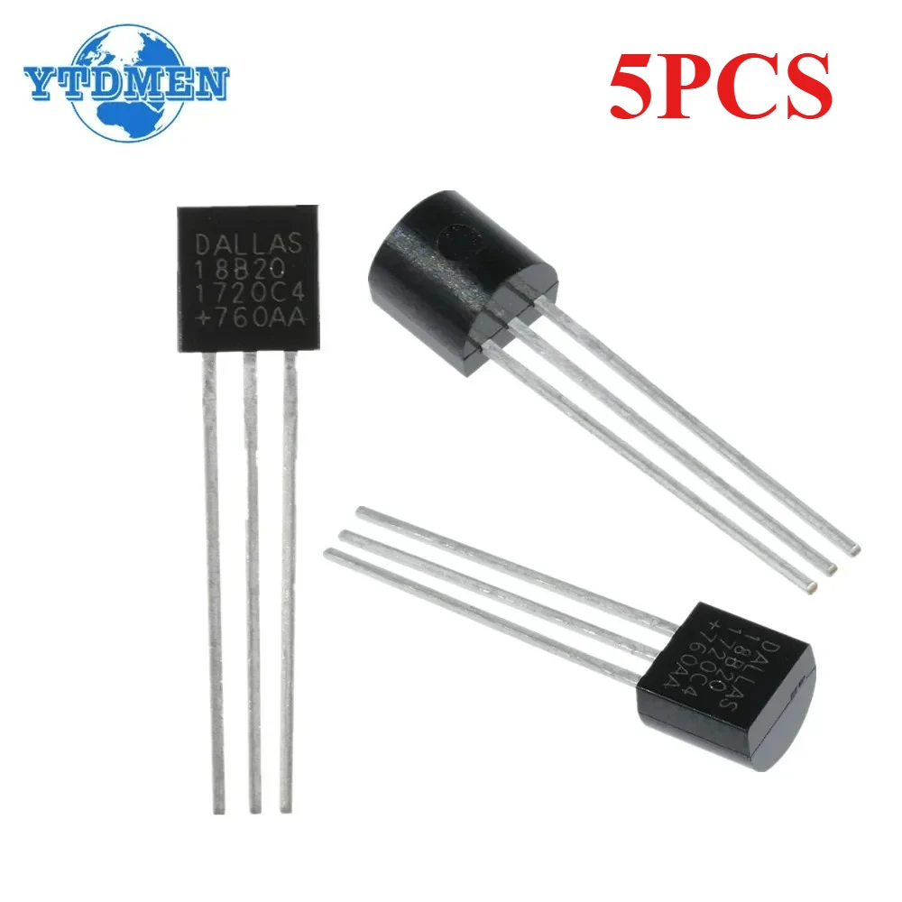 5 uds DS18B20 termómetro Sensor de temperatura 18B20 TO-92 Chips IC para Arduino