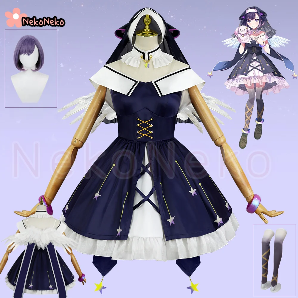 

Virtual YouTuber BanG Dream! Fuji Miyako Cosplay Costume Wig VTuber Dark Blue Skirt Evening Dress Woman Sexy Cute Birthday Set