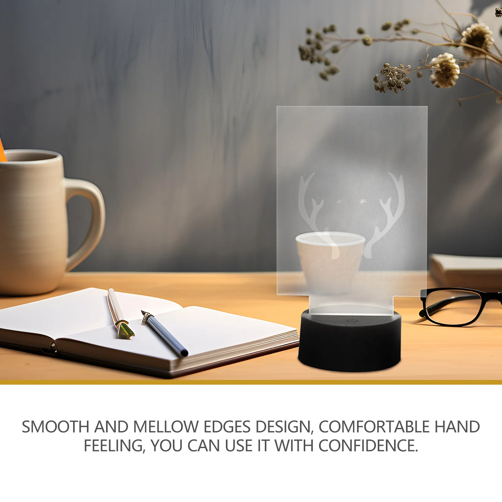 6 قطعة مربع مستدير لتقوم بها بنفسك لوحة إضاءة أكريليك قاعدة Led شفافة لتزيين المصباح حافة ناعمة متينة من الأكريليك ورقة فارغة ليلاً