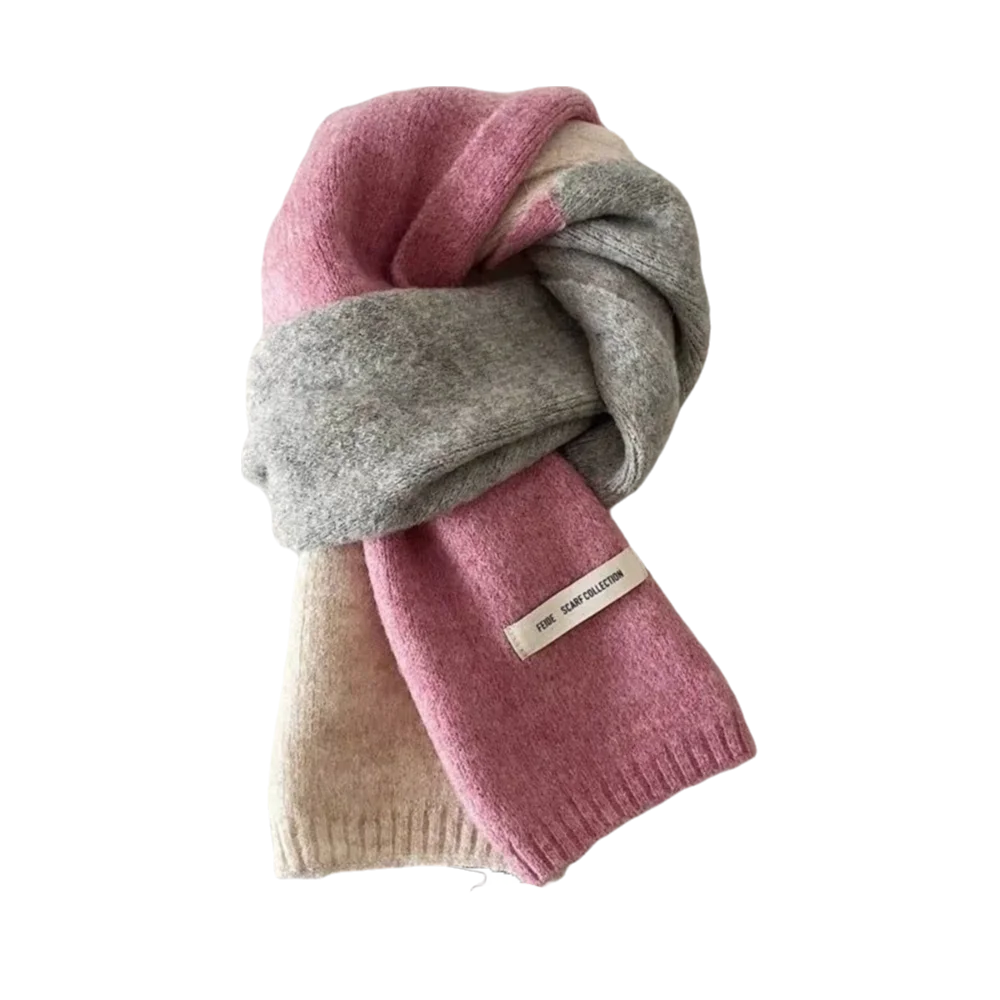 

Retro Wraps Patchwork Color Scarf Woolen Korean Style Cashmere Shawl Windproof Thickened Winter Neck Scarf Female/Girls