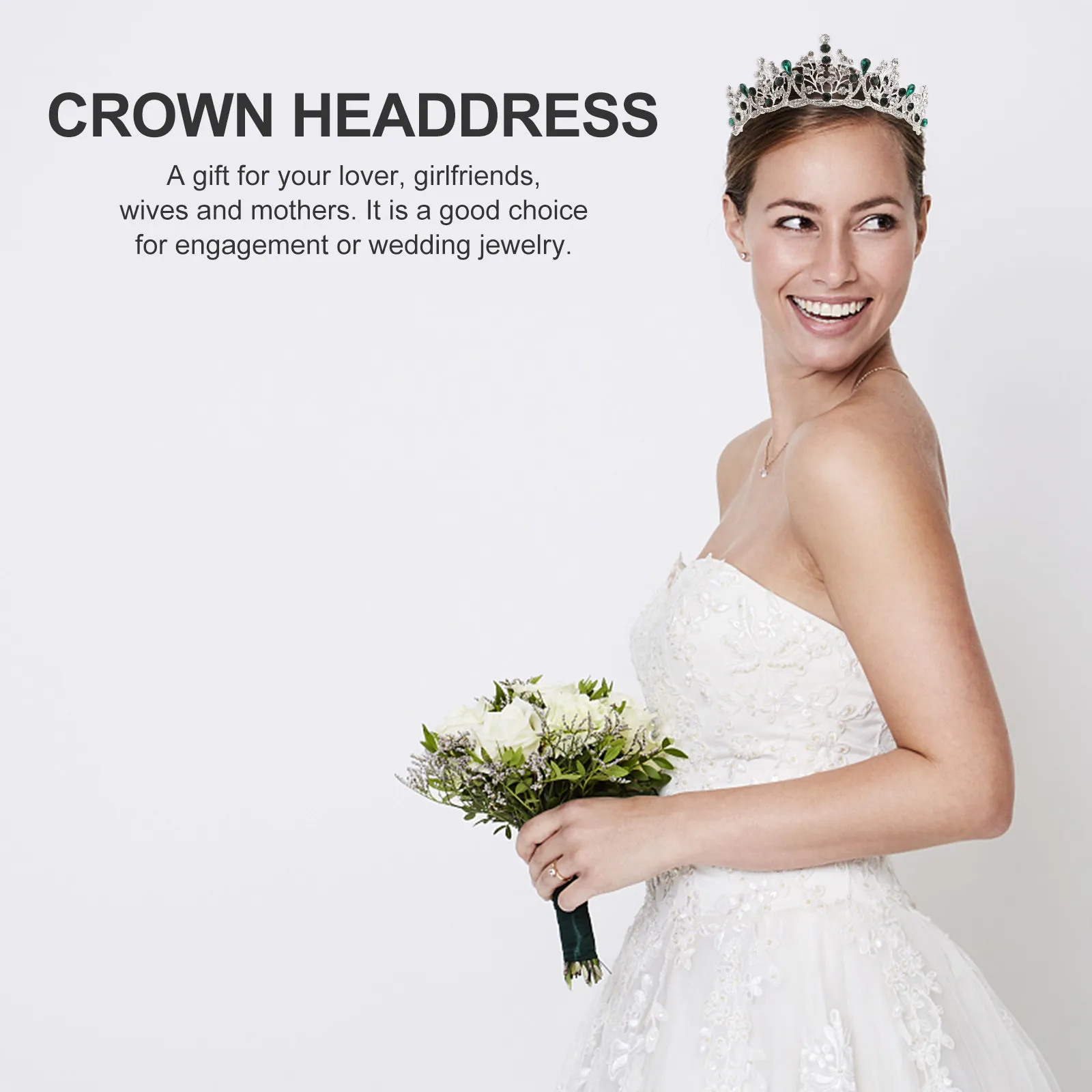 

Элегантная корона со стразами для невесты, серебристо-зеленое свадебное украшение для головы, модный головной убор для женщин, для вечеринок, выпускных и фотосессий