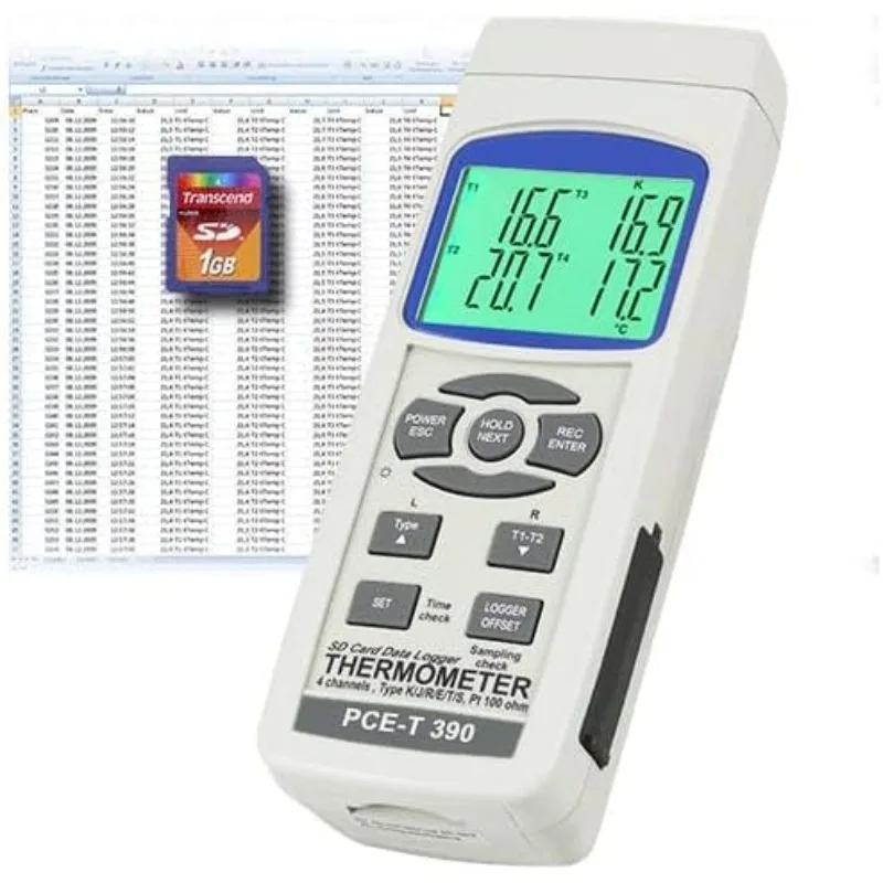 

PCE Instruments PCE-T390 Contact Thermometer, for Temperature Measurement, Features Data Logging Function