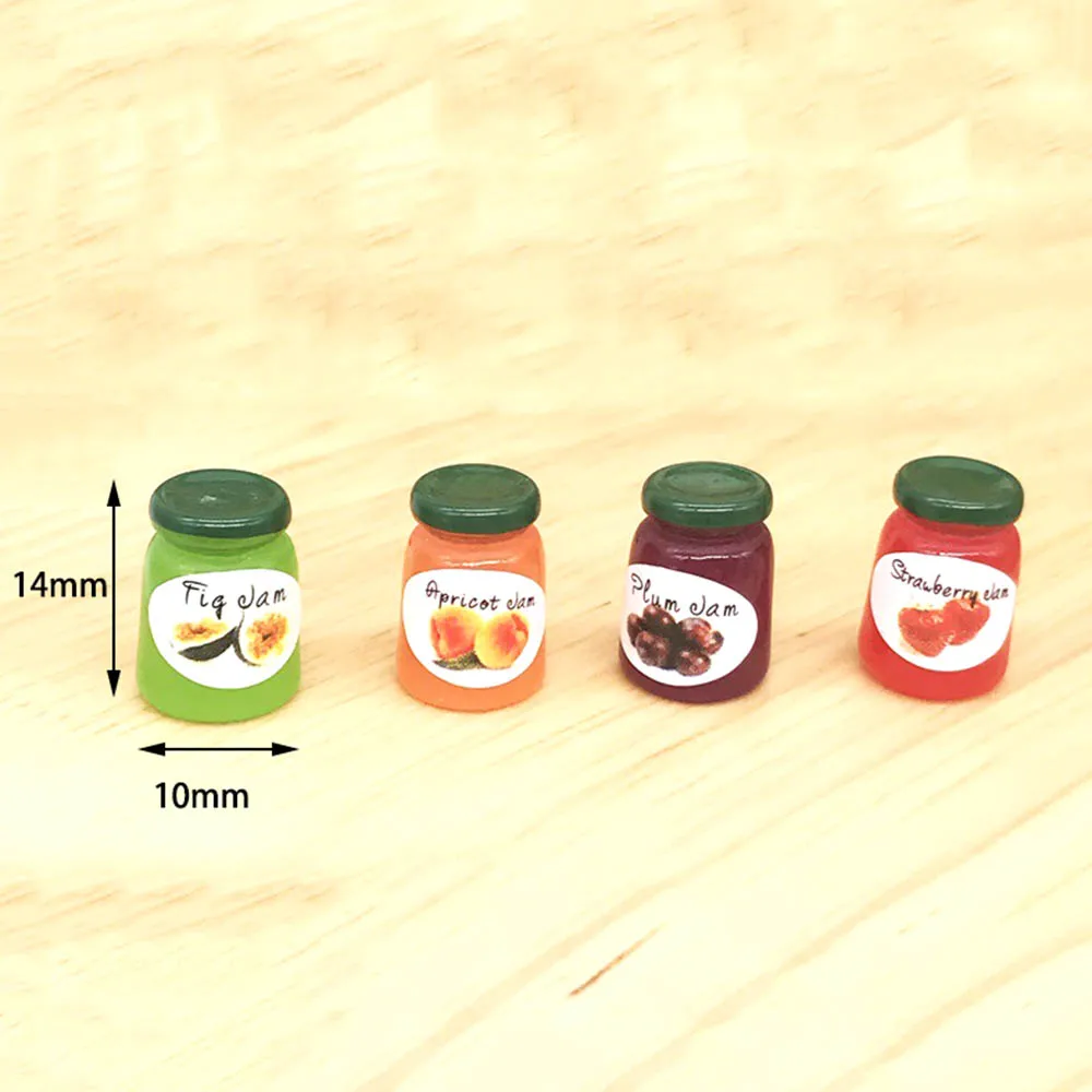 

4Pcs 1/12 Dollhouse Miniature Accessories Mini Fruit Jam Simulation Kitchen Food Condiment Toys Doll House Decoration