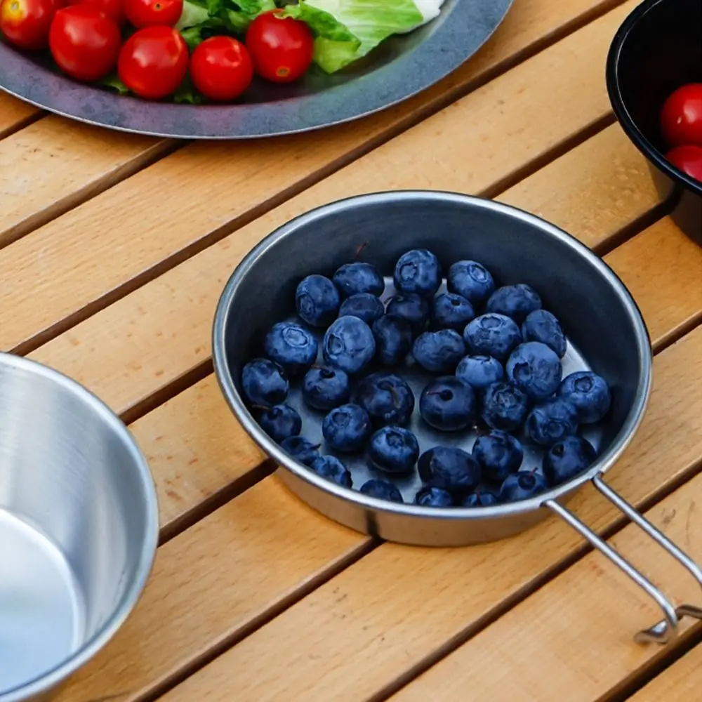 

Folding Handle Portable Cooking Plates 304 Stainless Steel Multifunctional Camping Stainless Steel Tableware Reusable Rust-proof