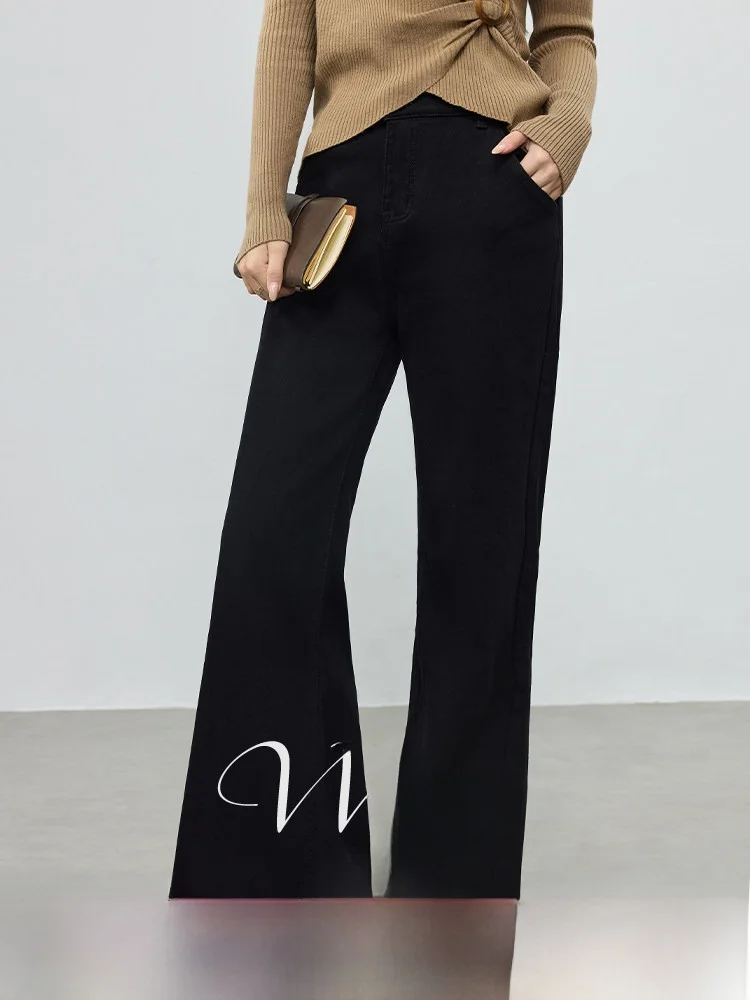 

Женские джинсы-клеш больших размеров с высокой талией, утепленные, прямые, повседневные, для зимнего сезона, широкие брюки