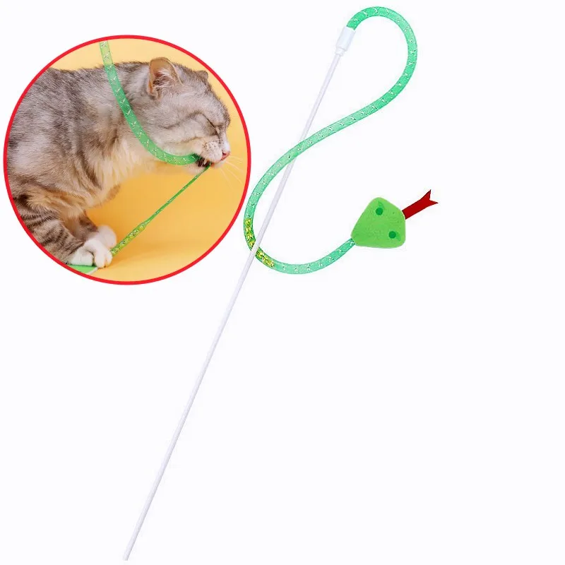 

Cat Toy Feather Teaser Cat Toys Interactive Elastic Tassel Sticks Cats Toy with Bell Long Handle Teaser Cats Toys Pet Products