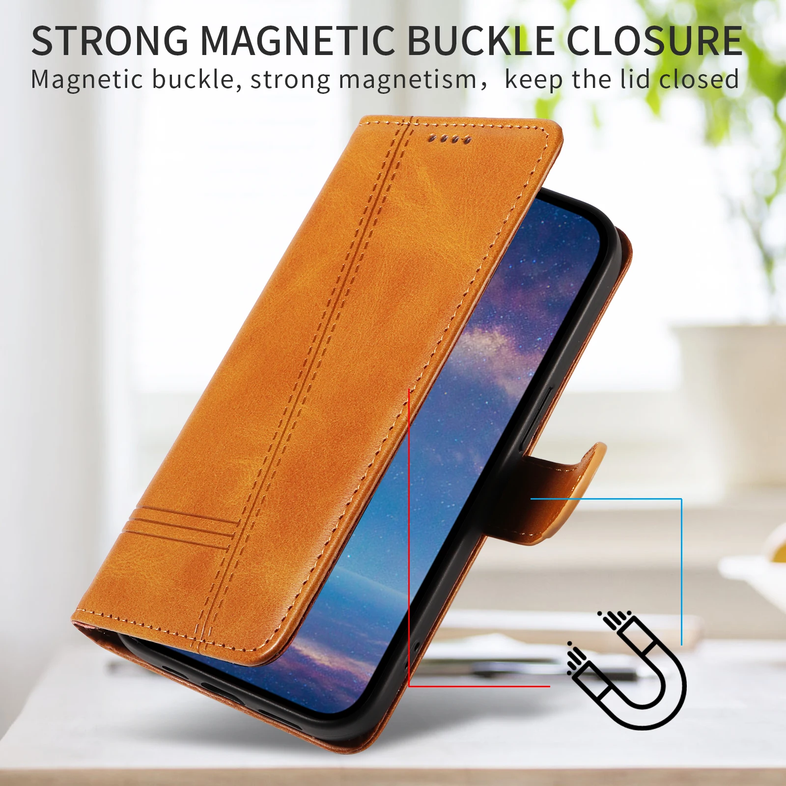 Leather Wallet Phone Case For iPhone 16e 16 Pro Max 15 14 13 Mini 12 11 X XS XR SE2 SE3 8 7 6s Plus Flip Card Slot Holder Cover - view 4