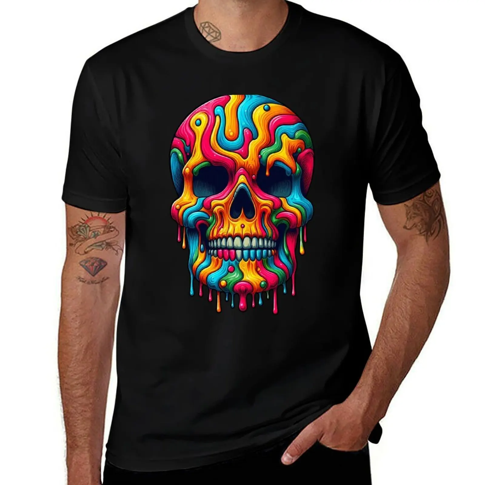 

skull melting T-Shirt valentines boutique clothes kawaii clothes oversize t-shirts man funny gifts t shirts men