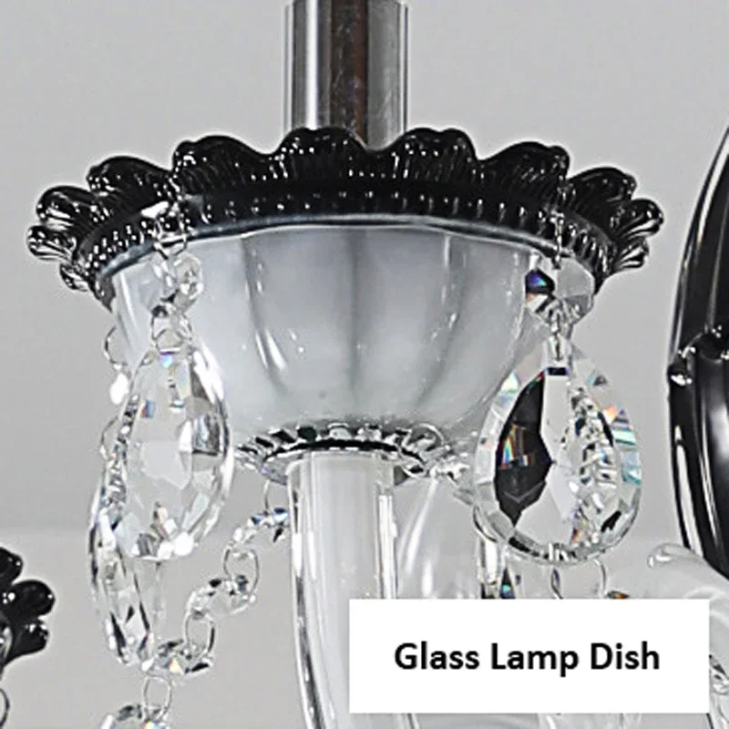 

European Design Sense Black Lotus Edge Crystal Chandelier Simple White Home Apartment Room Atmosphere Decorative Pendant Light