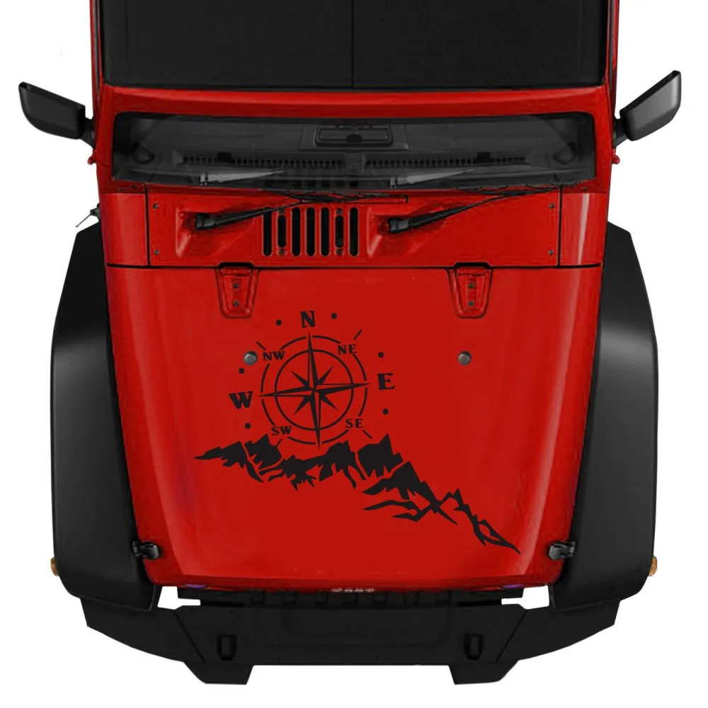 

Наклейка на капот автомобиля, горная навигация, компас, ПВХ, внедорожник, грузовик, водонепроницаемый, 1 шт., черный автомобиль, высокая температура