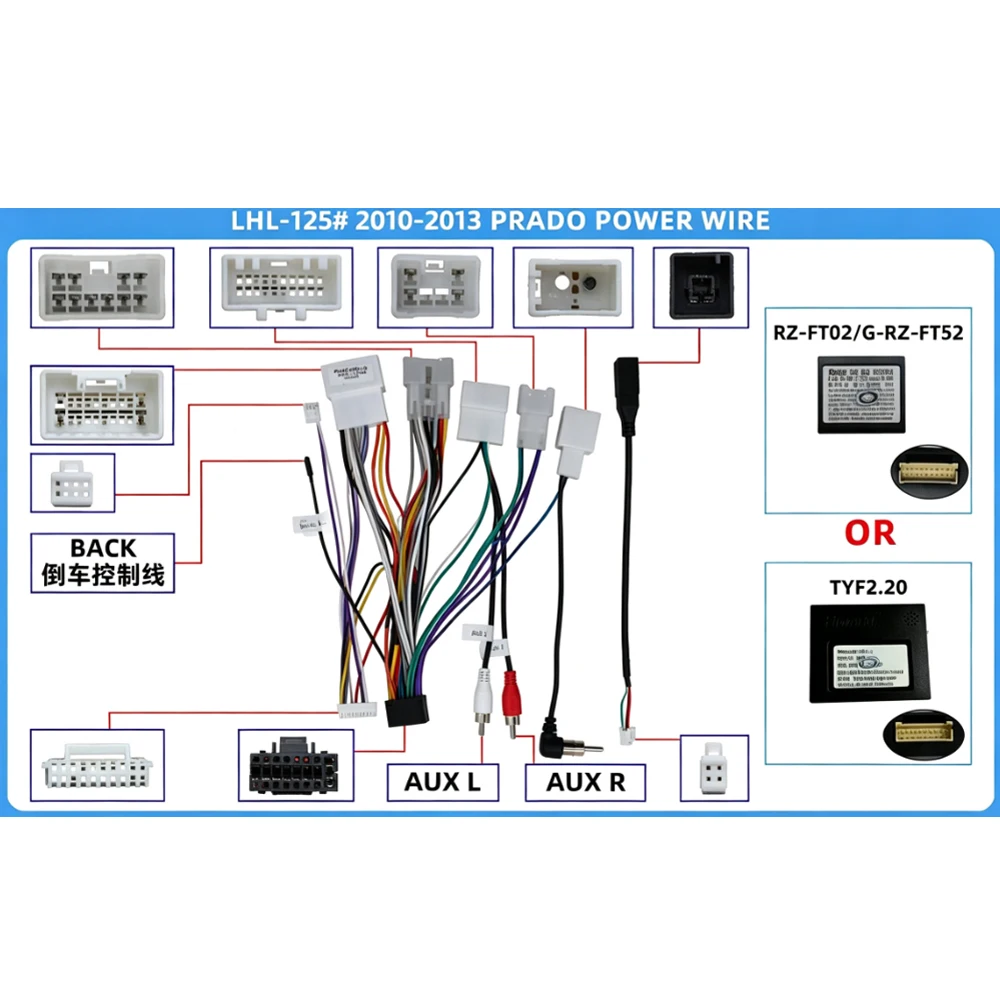 Car Radio CANBUS Wiring Harness Multimedia Cable Adapter For Toyota Prado 2010-2013 TYF2.20