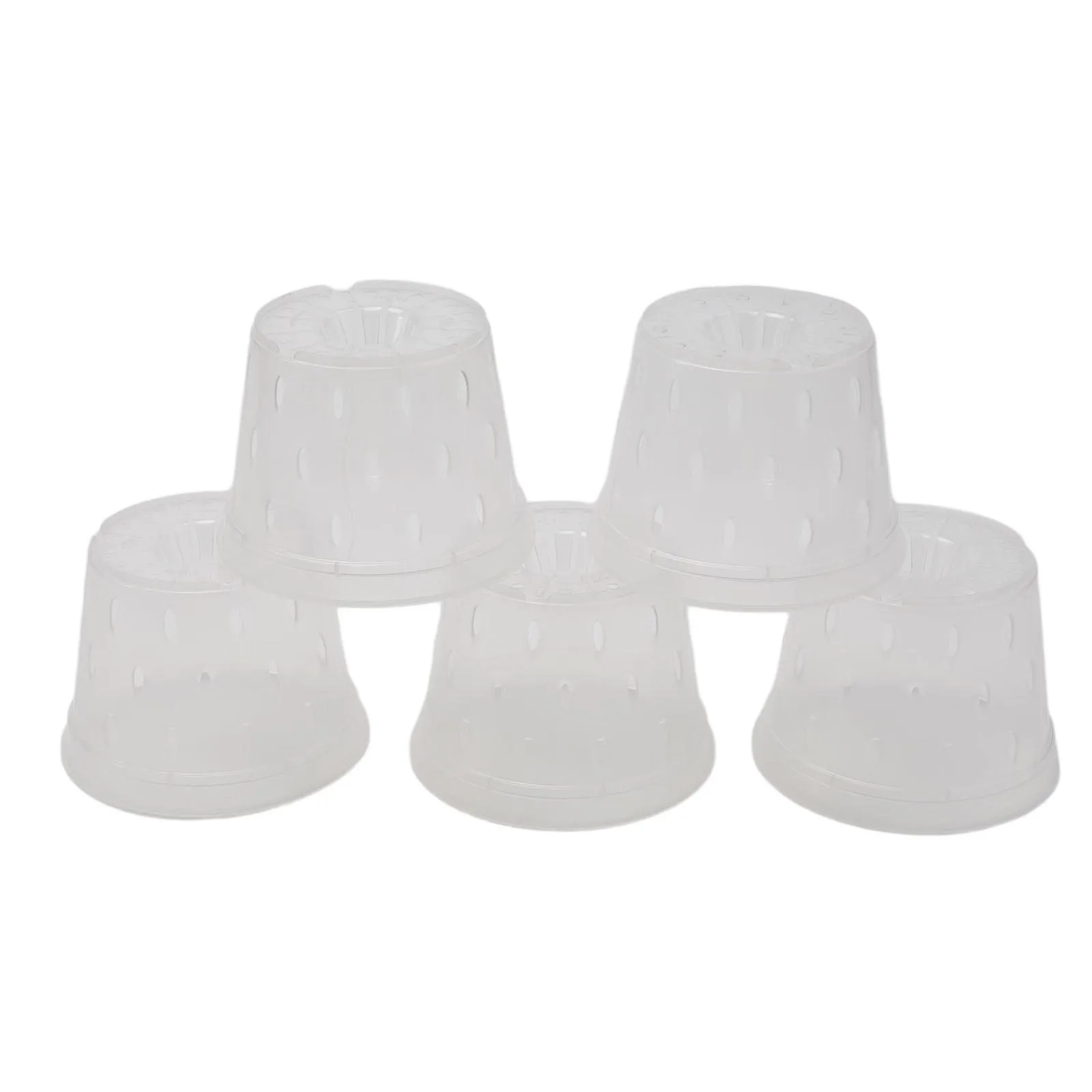Lot de 5 pots transparents de 5 pouces en plastique transparent pour orchidées avec trous de drainage, empêche l'enroulement des racines, assure la prospérité des orchidées