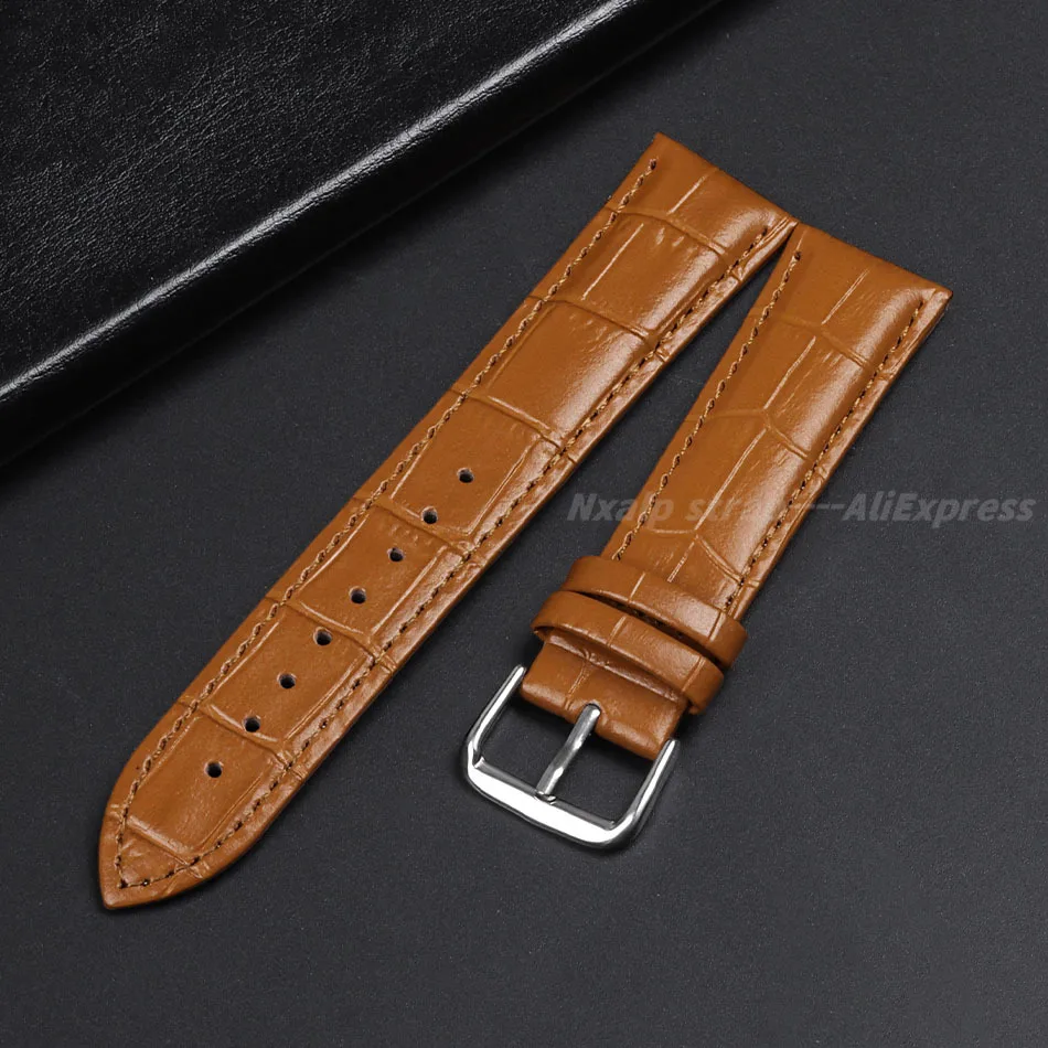 10/12/13/14/15/16/17/18/19/20/21/22/23/24mm Top Cowhide Watch Strap Soft Watch Band Men Women Replacement Wrist Belt Bracelet