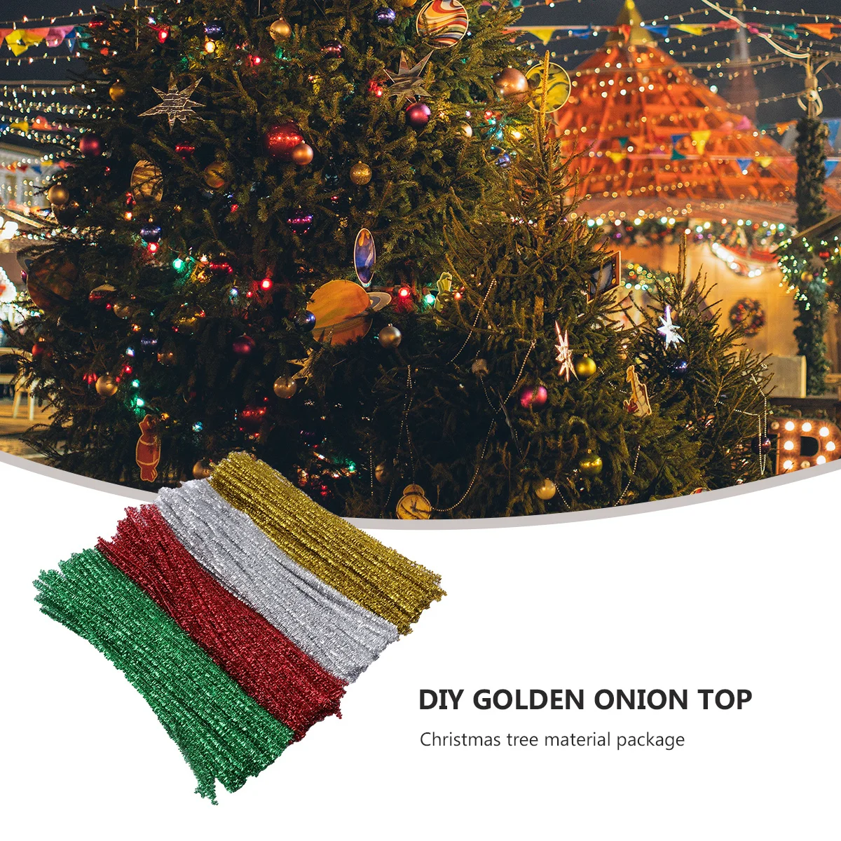 

400Pcs DIY Christmas Tree Glitter Twisting Rods Bendable Craft Sticks Festival Decoration DIY Materials for Ornament Making