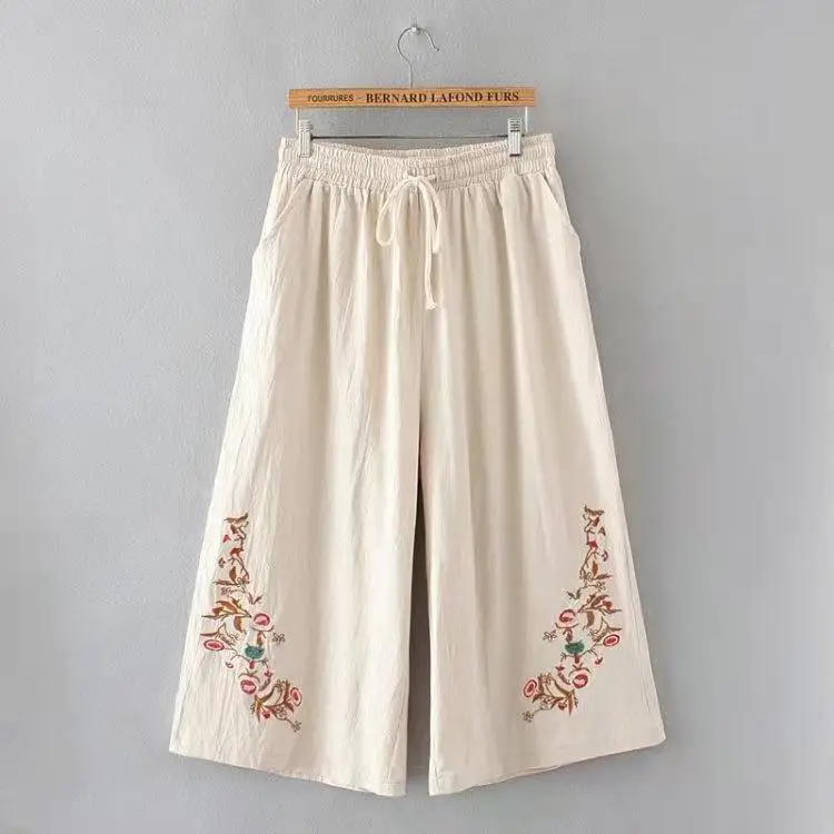 

Cotton and Linen Wide-leg Pants Imitation Cotton and Linen 2023 Summer New Loose Large Size Straight Casual