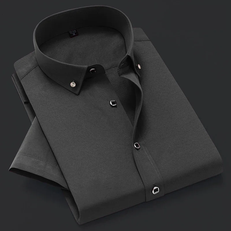 

Custom Suits for Men in Summer, Short-sleeved Business Shirts, Slim Fit, Solid Color