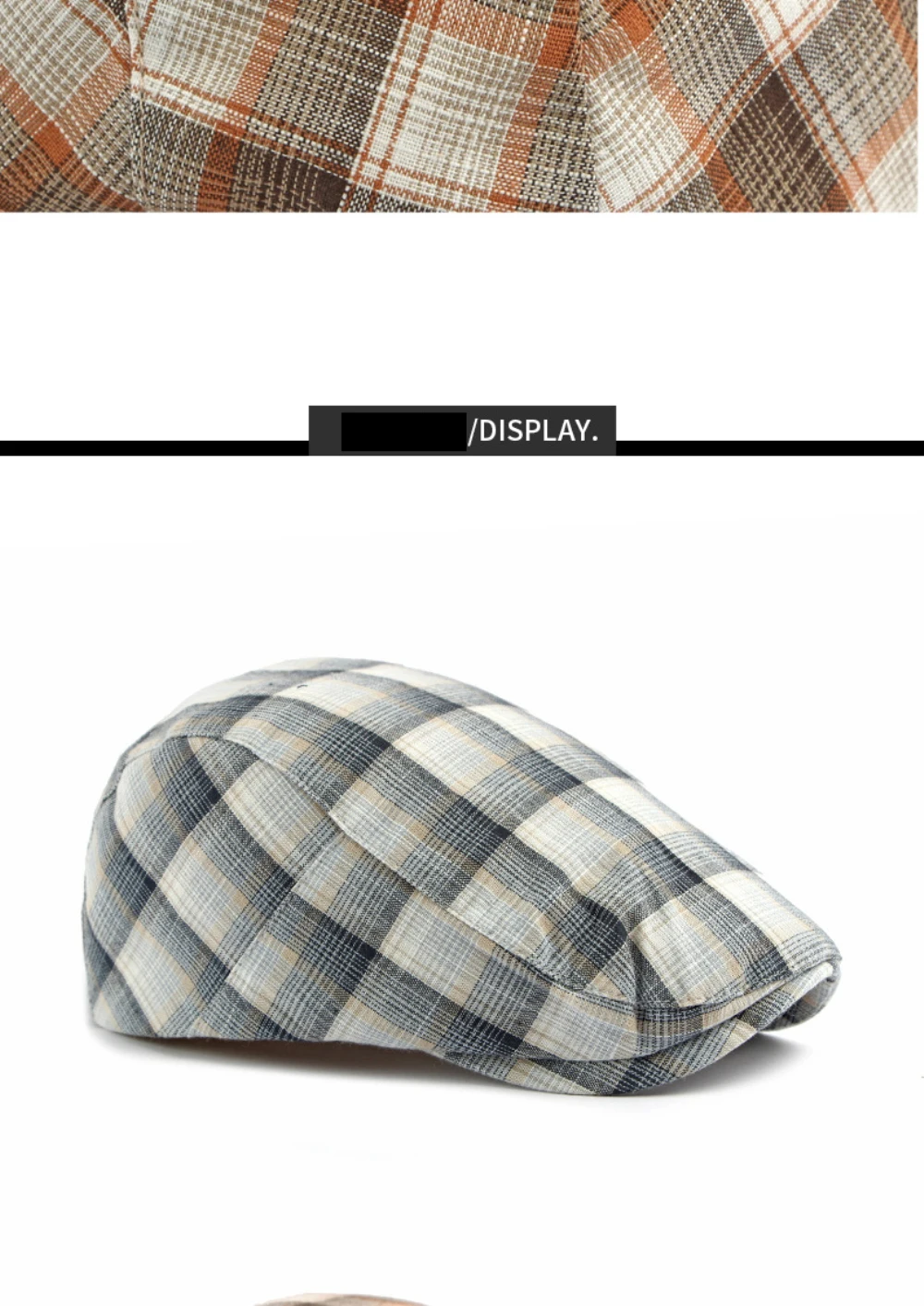 HT5073 Neue Frühling-Sommer Karierte Baskenmütze Unisex Ivy Flat Cap Vintage Künstler-Mütze Verstellbare Herren-Baskenmütze – Detail 6
