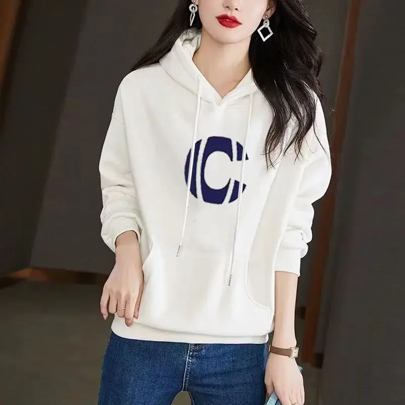 Loose Baggy White With Orint On Hoodies Black Hooded Sweatshirt for Women Nice Color Outerwears Sport E Emo New In M Woman Tops