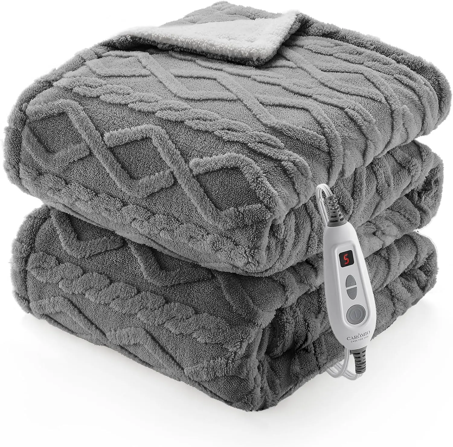 Heizdecke aus Polar-Fleece, 6 Heizstufen, Timer, 180 * 130cm | Schnellheizende Decke mit automatischer Abschaltung und LCD-Steuerung, maschinenwaschbar, Hitzeschutz