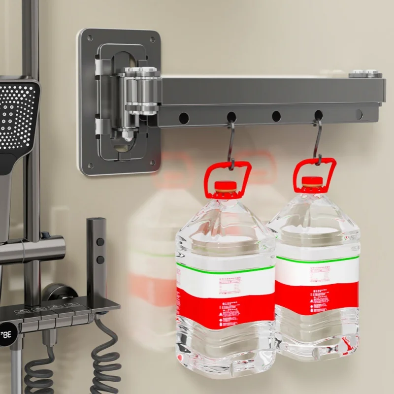 

Folding Rod Shower Curtain Set Invisible Shower Partition Bathroom Waterproof Polyester Retractable Dry-wet Separation No Drill