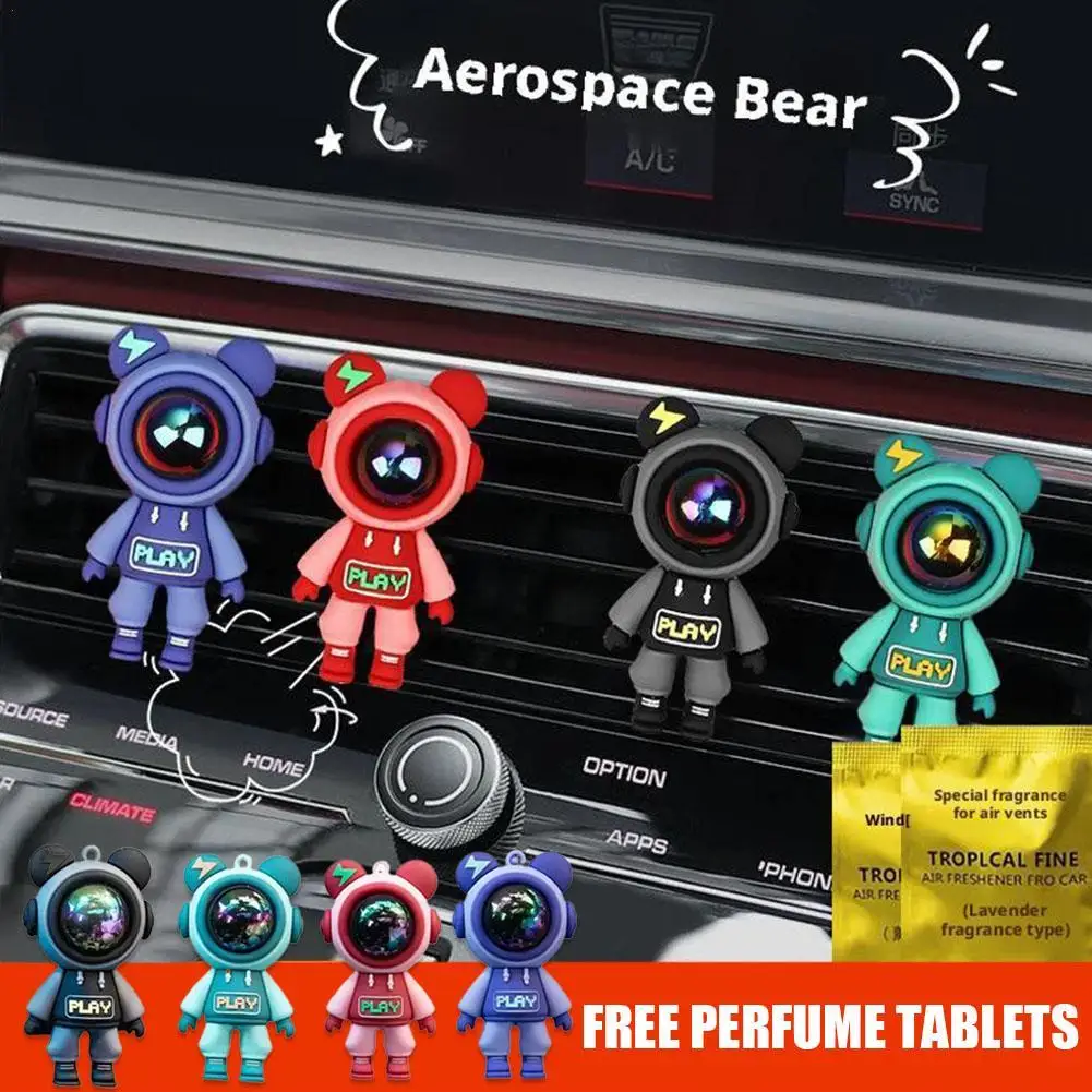 جديد سيارة منفذ الهواء العطور كليب الكرتون رائد الفضاء معطّر الهواء تكييف منفذ الهواء الروائح ديكور السيارات الداخلي #1
