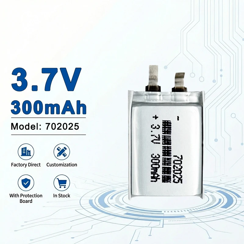 3.7V 300mAh 702025 Fast Charging Long Cycle Life Rechargeable LiPo Polymer Battery 702030 606090 805080 105555 124065 735589