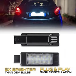 For Peugeot / Citroen NEW White 6000K 18 SMD LED license plate light lamp 208 2008 308 3008 5008 II 207 CC C5 RD C4 Picasso 2Pcs